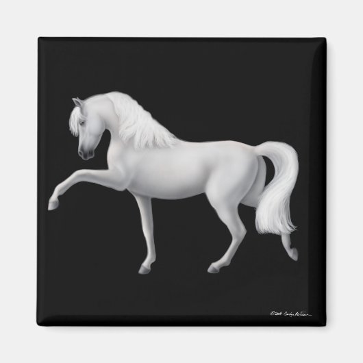 Witte Andalusische Paardenmagneet Magneet (Voorkant)