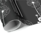 Witte andelions op zwart cadeaupapier (Rol Hoek)