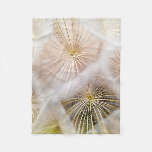 Witte andelium bloemen fleece deken (Voorkant)
