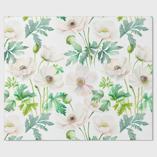 Witte anemonbloemen op room cadeaupapier (Vlak)