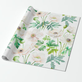 Witte anemonbloemen op room cadeaupapier