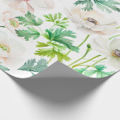 Witte anemonbloemen op room cadeaupapier (Hoek)