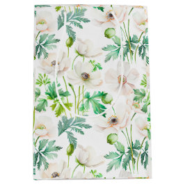Witte anemonbloemen op room medium cadeauzakje