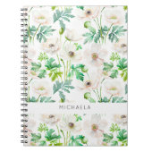Witte anemonbloemen op room notitieboek (Voorkant)