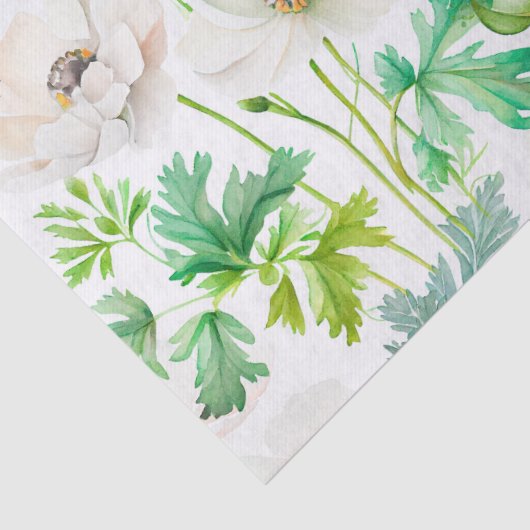 Witte anemonbloemen op room tissuepapier (Detail)