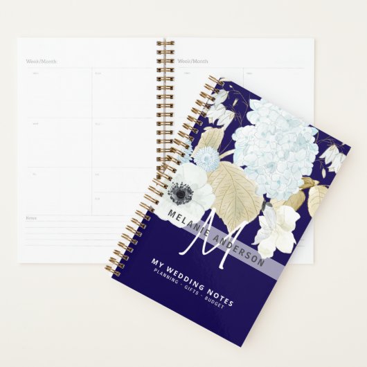 Witte Anemone Bloemen Bruiloft Nieuw Getrouwd Init Planner (Display)