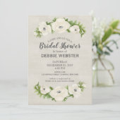 Witte Anemone Bloemen Bruiloft Vrijgezellenfeest Kaart (Staand voorkant)