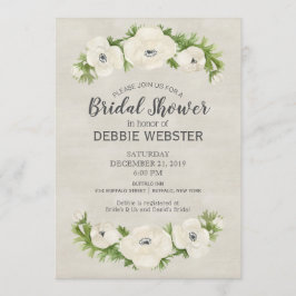 Witte Anemone Bloemen Bruiloft Vrijgezellenfeest Kaart