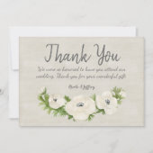 Witte Anemone bloemenbruiloft dank u kaart (Voorkant)