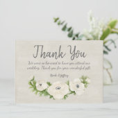 Witte Anemone bloemenbruiloft dank u kaart (Staand voorkant)