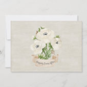 Witte Anemone bloemenbruiloft dank u kaart (Achterkant)