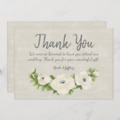 Witte Anemone bloemenbruiloft dank u kaart (Voorkant / Achterkant)