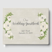 Witte Anemone bloemenbruiloft Gastenboek (Voorkant)