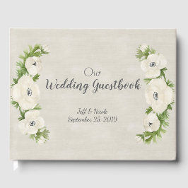 Witte Anemone bloemenbruiloft Gastenboek