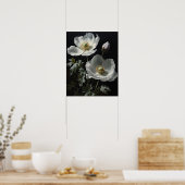 Witte Anemone Flowers Art Print Poster (Keuken)