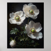 Witte Anemone Flowers Art Print Poster (Voorkant)