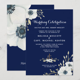Witte Anemone Marine Nautische Bruiloft Formal Kaart