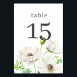 Witte Anemonen Bloem Tafel Nummer Kaart<br><div class="desc">Witte anemoonbloesems zijn het hoogtepunt van deze collectie. Volledige set beschikbaar hier https://www.zazzle.com/collections/white_anemones-119037998428161090</div>