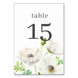 Witte Anemonen Bloem Tafel Nummer Kaart