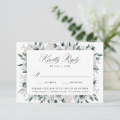 Witte Anemonen en Rozen Maaltijdkeuze Bruiloft RSV RSVP Kaartje (Staand voorkant)