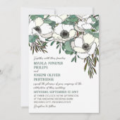 Witte Anemonen Eucalyptus Illustratie Huwelijk Kaart (Voorkant)