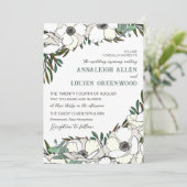 Witte Anemonen Eucalyptus Traditionele bruiloft Kaart (Staand voorkant)