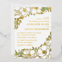 Witte Anemonen Gouden Folie Line Art Wedding
