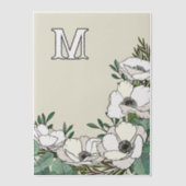 Witte Anemonen Illustratie Monogram Huwelijk Vellum Uitnodigingen (Voorkant)