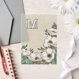 Witte Anemonen Illustratie Monogram Huwelijk Vellum Uitnodigingen