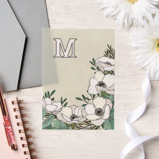 Witte Anemonen Illustratie Monogram Huwelijk Vellum Uitnodigingen (Huwelijk)