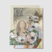 Witte Anemonen Illustratie Monogram Huwelijk Vellum Uitnodigingen (Offset (Koppel))