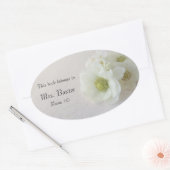 Witte anemonen op textuur ovale sticker (Envelop)