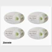 Witte anemonen op textuur ovale sticker (Vel)