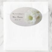 Witte anemonen op textuur ovale sticker (Tas)