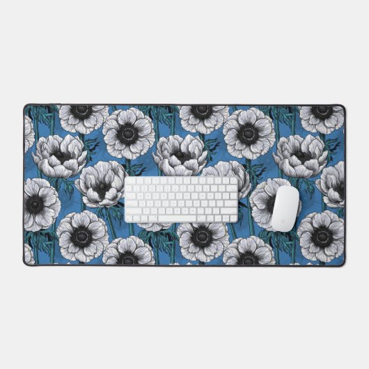 Witte anemontuin bureaumat (Keyboard & Muis)
