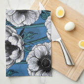Witte anemontuin theedoek (Quarter Fold)