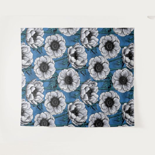 Witte anemontuin wandkleed (Voorkant (horizontaal))