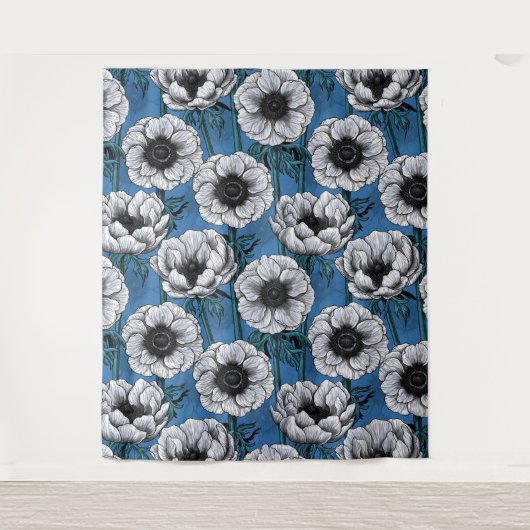 Witte anemontuin wandkleed (Voorkant)