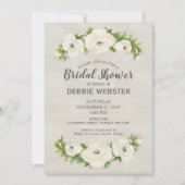 Witte Anemoon Bloem Bruiloft Bruidsfeest Kaart (Voorkant)