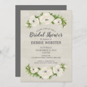 Witte Anemoon Bloem Bruiloft Bruidsfeest Kaart (Voorkant / Achterkant)