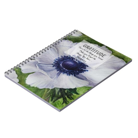 Witte Anemoon Bloem Dankbaarheid Notitieboek (Linkerzijde)