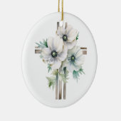 Witte anemoon bloem kruis keramisch ornament (Rechts)