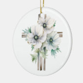 Witte anemoon bloem kruis keramisch ornament (Links)