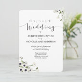 Witte Anemoon Bloem Vintage Huwelijksuitnodiging Kaart (Staand voorkant)