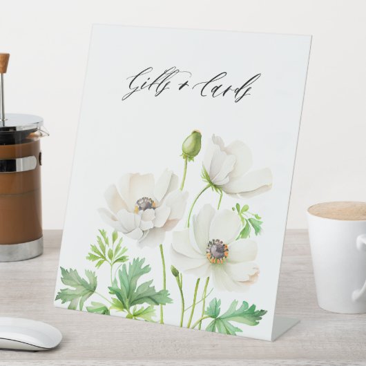 Witte Anemoon Bloemen Cadeaus en Kaarten  Reclamebord Met Voetstuk (Insitu)