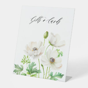 Witte Anemoon Bloemen Cadeaus en Kaarten  Reclamebord Met Voetstuk