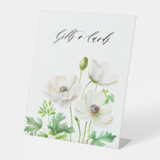 Witte Anemoon Bloemen Cadeaus en Kaarten Reclamebord Met Voetstuk