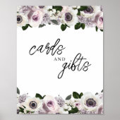 Witte Anemoon en Paarse Bloemen Kaarten en Geschen Poster (Voorkant)