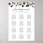 Witte Anemoon en Paarse Bloemen Zitting Grafiek Poster (Voorkant)