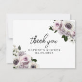 Witte Anemoon en Paarse Floral Vrijgezellenfeest F Bedankkaart (Voorkant)